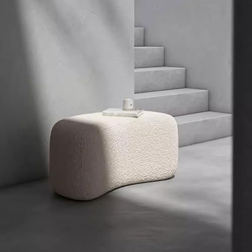 Taburete para maquillaje elegante de lana texturizada para dormitorio 7
