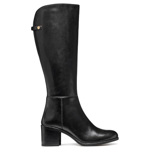 Geox D New Asheel, Botas Altas hasta la Rodilla Mujer, Negro, 39 EU
