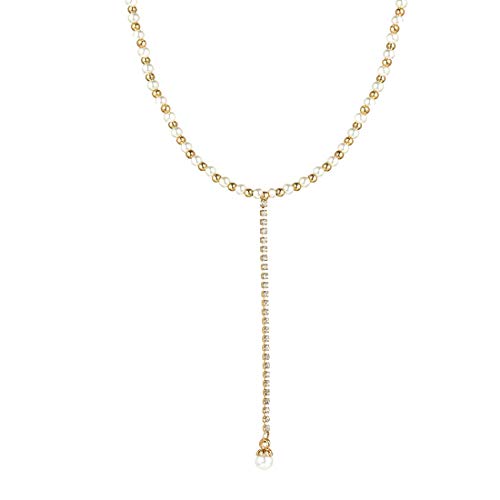 Image of Yellow Chimes Fancy Party Ware Pearl Choker Necklace for Women and Girls