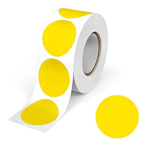 2 Inch Round Labels Permanent Color-Code Dot Stickers, 500 Per Roll, Yellow Cover