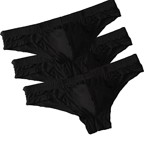 Faringoto Bragas transparentes de seda de hielo para hombre, cintura baja, transpirables, 3 negro, XL