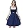 ELFIN Dirndl Damen, Samt Dirndl für Damen, Dirndl Damen Midi, Elegante Trachtenkleid Dirndlkleid Trachtenmode Kleid für Oktoberfest, 60cm, Blau,44