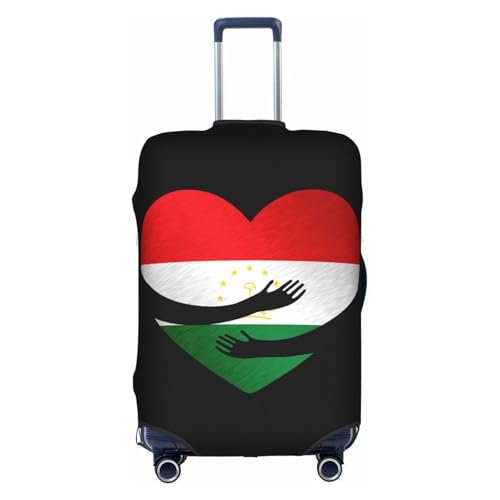 Travel Luggage Cover Tajikistan Tajik Flag Heart Fashion Washable Baggage Suitcase Protector Fit For Luggage Medium
