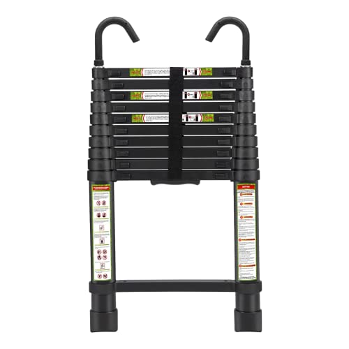 Plantex 3.2m (10.5 ft.) Portable and Compact Aluminium Telescopic Ladder with Removable Hooks/Foldable Multipurpose Ladder for Home/2 Years of Warrant