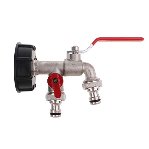 JunYe Salida del Tanque de Agua IBC S60X6 con Grifo de latón y Conector de Agua de 1/2"Twin Tap Snap On Connector Butt