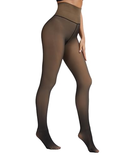 ciksob Fleece Lined Tights Women Winter Thermal Leggings Pantyhose Fake Translucent Hight Waist Thick Warm Sheer Stockings (Medium,Fake Translucent Black) - image 1
