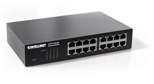 Image of Intellinet 16-Port Gigabit Ethernet Switch - High-Speed Network Performance, Rackmount Brackets Included, Energy Efficient, Fanless Design, 32Gbps Throughput - 561068