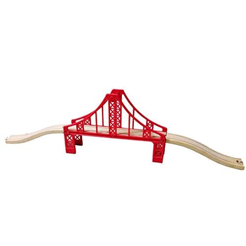 OrgMemory Eisenbahn Set, Hängebrücke, Holzeisenbahn Eisenbahnbrücke, Kreuzung, Stopp Track und Gebogene Gleise Kompatibel mit Anderer Marken