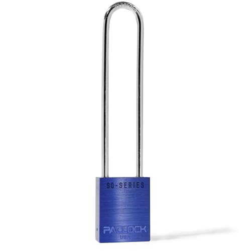 Image of PACLOCK's SR-90A Padlock, 5 inch Tall Hardened Steel Shackle, High Security 6-Pin Cylinder, One Lock Keyed to a Number U-Pick! w / 2 Keys, Blue