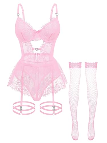 Image of Foxiny Sexy Lingerie Set 3 Piece Women Corset Bodysuit