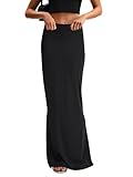 KIFOVEN Women's High Waist Flare Sexy Slim Floor Length Long Maxi Pencil Skirt Solid Black Medium