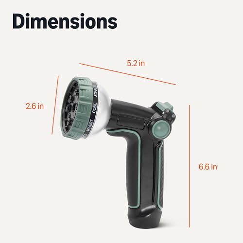Amazon Basics Garden Hose Nozzle, 10 Spray Patterns, Metal with Rotating Head, Black - image 5