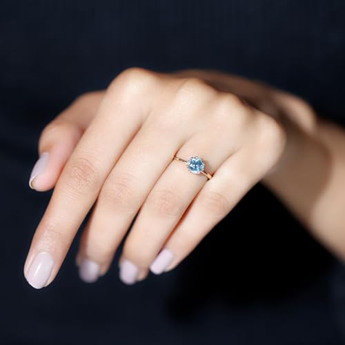 Certified 6 MM Aquamarine Round Engagement Ring for Women, AAA Quality, Natural Aquamarine Solitaire Ring4