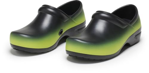 Image of Anywear SR Angel Slip Resistant Work Shoes for Women - Fluid Resistant Nursing Clogs - All Day Comfort Gardening, Nurse Clogs & Chef Shoes - Electric Yellow Fade - 5 Women /3 Men | Cushioned Support, Ventilated Comfort, Designed for Healthcare and Service Work