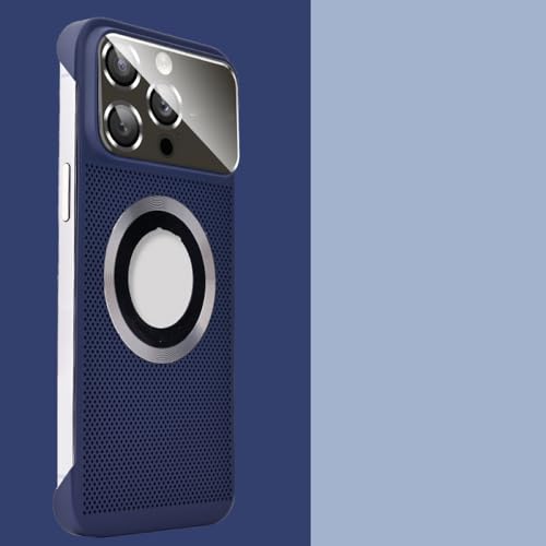 Coque iPhone 14 magnétique bleu marine avec refroidissement et charge sans fil