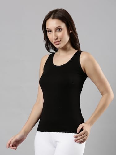Image of Femmora Body Hugging Camisole, Solid, Soft and Comfortable Cotton Fabric with Scallop lace and Broad Shoulder, for Women,Pack of 1