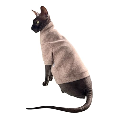 Pull d'hiver en coco brossé tabac pour sphynx chat nu taille L - 4