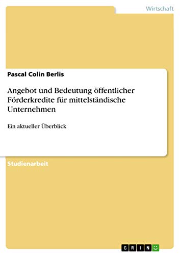 Angebot und Bedeutung öffentlicher Förderkredite für mittelständische Unternehmen: Ein aktueller Überblick (German Edition)