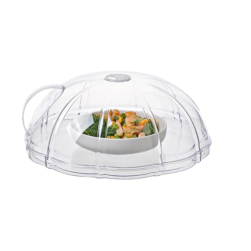 Tapa ventilada for microondas, a prueba de salpicaduras y con mango ergonómico, que mantiene el horno microondas limpio y libre de derrames de alimentos.(With bottom)