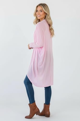Image of ToBeInStyle Womens Open Front Long Sleeve Lightweight Asymmetrical Draped Cardigan with Side Pockets
