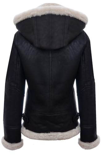 Womens Hooded Sheepskin Jacket B3 Flying Leather RAF Aviator Pilot4