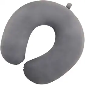 Travesseiro Almofada Para Viagem Pescoço Peluciada Premium com Enchimento de Fibra de Silicone Super Macia e Confortável (Cinza)