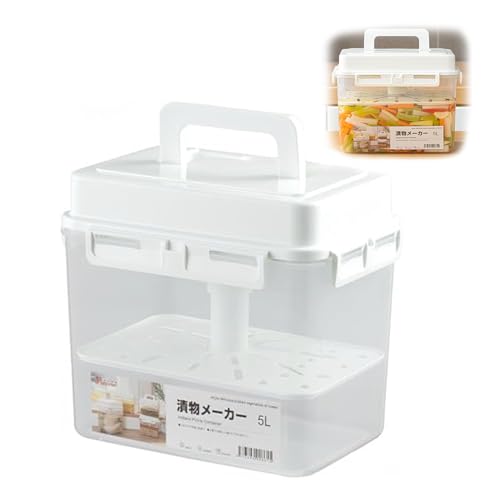 漬物 容器 漬物器 漬け物 4L/5L密封された瓶 加圧された 梅干し 耐熱 容器?大容量 保存容器 密閉容器 家庭用 ぬか漬け 浅漬けプッシュ式キッチン漬物密封容器 食品グレードの酸菜容器 漬物タンク ピクルスボックス家庭用 ぬ 5L