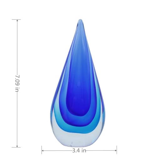 Escultura de vidrio estilo Murano gota azul miniatura 3