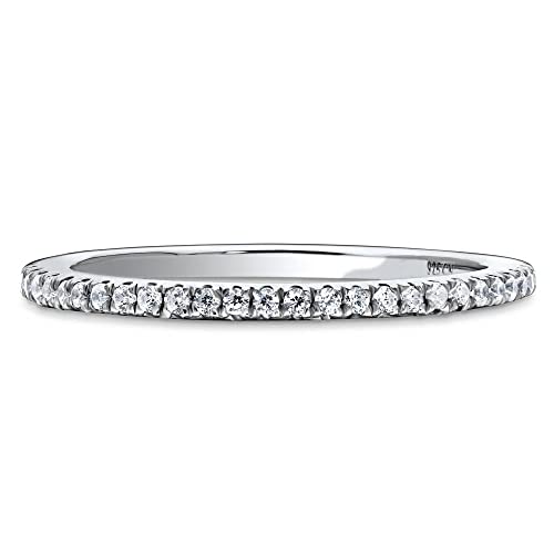 BERRICLE Sterling Silver Wedding Rings Micro Pave Set Round Cut Cubic Zirconia CZ Eternity Ring for Women, Rhodium Plated4