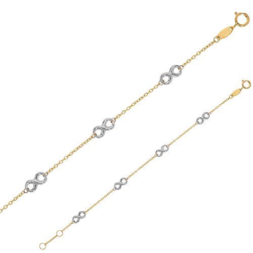 Bracelet Or 375/1000e infini Or blanc bijou femme bicolore 398041