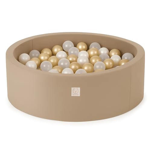 MISIOO Freundliches Bällebad für Baby ab 1 Jahr - Rundes Velour mit 200...