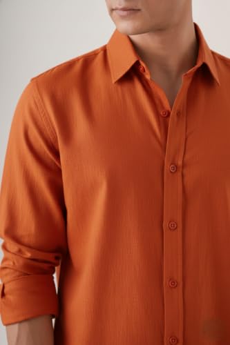 Image of CRYSTAL SKY Men Airy Linen Cotton Shirt Regular Fit Full Sleeves Solid Formal Shirt Stylish Daily Casual Office Wear