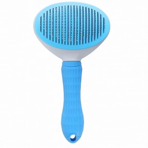 Image of Pet Dog Hair Brush for Shedding Indoor Kitten Comb Grooming And Care Slicker Brush Stainless Steel,Cat Hair Brush for Long Hair Removal,Self Cleaning Rabbit Puppy Dogs Grooming Massaging Tool (Blue)