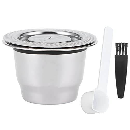 Cápsula de café reutilizable de acero inoxidable, compatible con máquinas, incluye cuchara y cepillo para preparar café molido casero, apta para, Inissia,