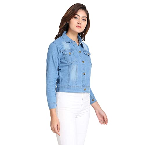 Image of Solid Regular Denim Jacket For Women