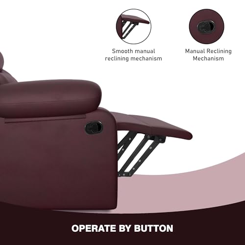Image of Amazon Brand - Solimo Lotus Single Seater | Premium Leatherette | Manual Recliner | Maroon