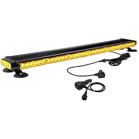 WOWTOU Roof Top Magnetic 80 LED Amber Emergency Strobe Light Bar for Trucks Snow Plows Construction Vehicles, Double Side Caution Flashing Beacon Lights Cover
