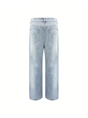 SweatyRocks Men's Jeans Straight Leg Button Denim Pants Trousers Casual Baggy Jeans4