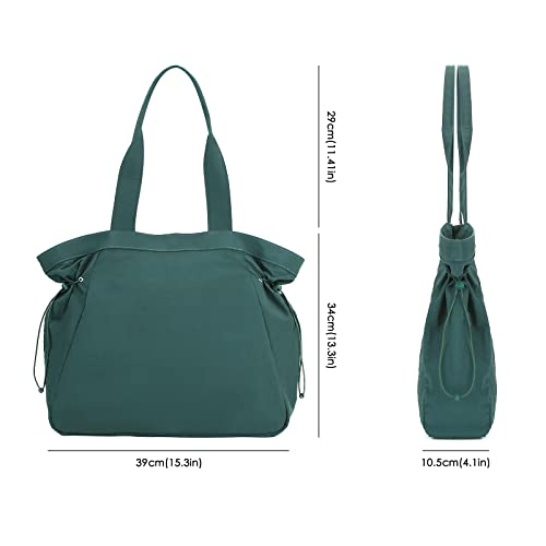Large Tote Bag 18L Fashion Work Tote Bag Lightweight Shoulder Bag Side-Cinch Shopper Bags Gym Tote Bag For Women Travel Work, Dark Green #TOP5
