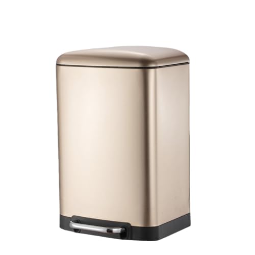 YAKINO 30L ゴミ箱 ペダル式 蓋付き(ゆっくり閉まる・密閉式) 洗えるライナー 防塵 トップイジェクター ステンレススチール製 (ゴールデン,6L)