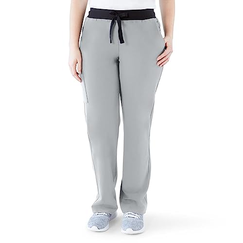 Image of ave. Women's Varick Six Pocket Midrise Straight Leg Scrub Pant, Gray, 3X-Large Petite