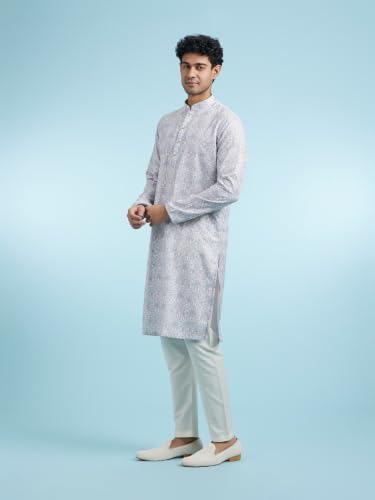 Image of DIWAS BY MANYAVAR Men's Cotton Blend Printed|Sequined Kurta (1pc)