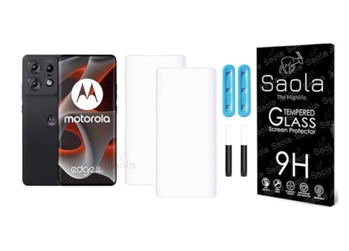 Image of Saola 2-Pack UV Curved Tempered Glass for Motorola Edge 50 Pro | 9H Hardness | Edge-to-Edge Full Screen | UV Light Installation | Scratch Resistant | Case Friendly Screen Protector. (6.7 Inches)