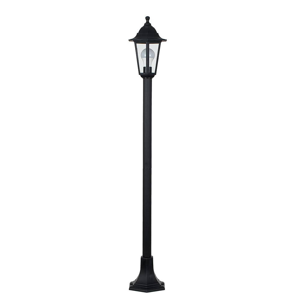 ValueLights Mayfair Black Warm White Bulb Bollard Light 1.2m