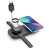 JoyGeek 2-in-1 Wireless Charging Pad: Kabelloses Ladegerät mit Adapter, kompatibel mit Apple iPhone 17/16/15/14/13/12/11 & AirPods 3/2/Pro, für Samsung Galaxy S24/S23/S22/S21