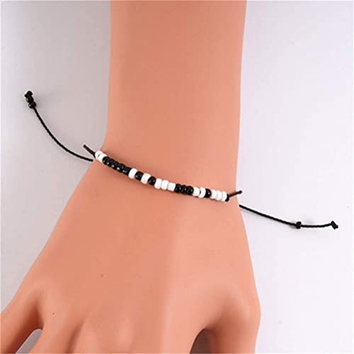 Par de 2 pçs pulseira código Morse pulseira par de pulseiras combinando pulseira ajustável com mensa