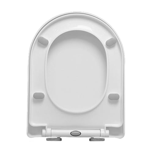 Giural 46x36cm,Tapa WC Forma De D, Asiento De Inodoro En Forma De U con Cierre Suave Y Bisagras De Liberación Rápida, Polipropileno, Asiento para Inodoro Blanco