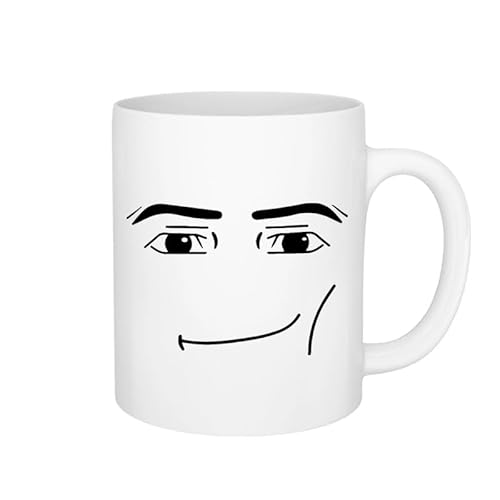 BZOBN Ceramic Coffee Mug with Minimalist Expression Design, White, 11 Oz, Novelty Tea Cup for Anniversary, Birthday, Christmas Gift (Man Face)