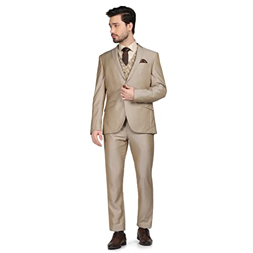 Image of Blackberrys Men Red Solid Slim Fit Suits