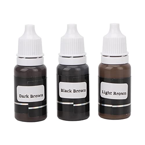 Tinta para tatuaje de microblading para cejas, 3 piezas de pigmentos para microblading para cejas, tinta para tatuaje de cejas de color marrón claro oscuro y negro para práctica, 24 ml